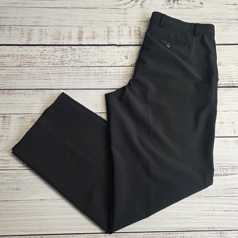 FootJoy FJ Mens Golf Dress Pants Black Waist 36 Hemmed To 31 Inseam Poly Spandex